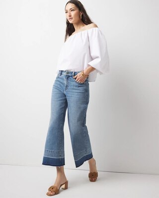High-Rise Released Hem Wide Leg Cropped Jean | White House